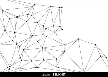 High density network of black dots and lines creating a textured geometric surface. Detailed vector art showing logical connections. Ideal for tech in Stock Vector