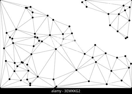 Diverse geometric shapes formed by interconnected dots on a white canvas. Artistic interpretation of global communication and information exchange. Cl Stock Vector