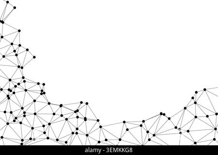 Network of dots connected by lines, abstract geometric design, digital network concept, interconnected nodes, digital art background. Stock Vector