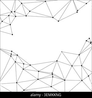 Graphic vector illustration of networked points and lines forming distinct geometric clusters. Versatile design element for creative branding, scienti Stock Vector