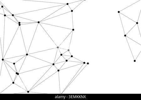 Network of dots connected by lines, abstract geometric design, digital network concept, interconnected nodes, digital art background. Stock Vector