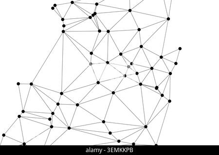 Dynamic low poly design featuring a dense arrangement of interconnected points and edges, creating a vibrant triangulated pattern for modern digital a Stock Vector