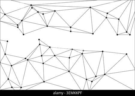 This abstract background features a complex geometric network of connected dots and lines, forming a triangular mesh, perfect for themes of technology Stock Vector