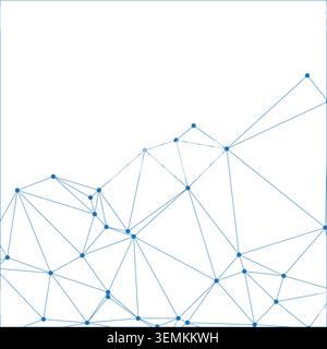 Dynamic abstract background showcasing a blue polygonal mesh pattern. interconnected lines and dots create a mountain-like landscape design, suggestin Stock Vector
