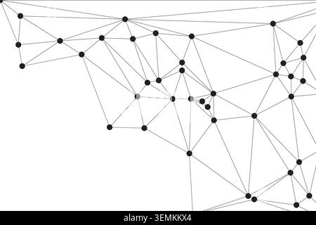 Intricate abstract digital network visualization featuring a dense arrangement of connected points and lines, forming a complex web on a pure white ba Stock Vector