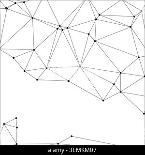 Interconnected web of information nodes forming an abstract digital landscape. Vector graphic of geometric lines on white background. Professional tec Stock Vector