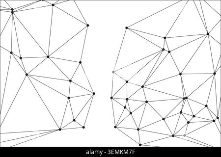 Complex web of interconnected points illustrating data flow and social networks. Sophisticated monochrome graphic of link structures. Professional lay Stock Vector