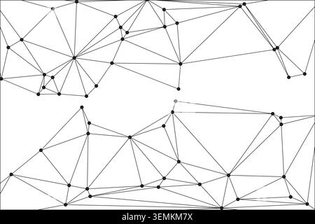 Abstract geometric arrangement, network illustration, interconnected nodes, triangular elements, modern digital art style, minimalist graphic design, Stock Vector