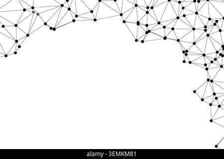 Network of dots connected by lines, abstract geometric design, digital network concept, interconnected nodes, digital art background. Stock Vector