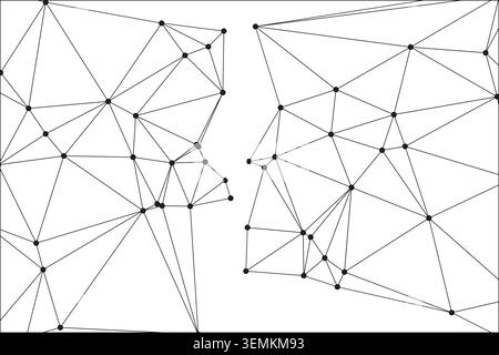 Geometric abstraction, polygonal shapes, connected dots, digital art, minimalist design, futuristic network, modern graphic, clean lines, vector illus Stock Vector
