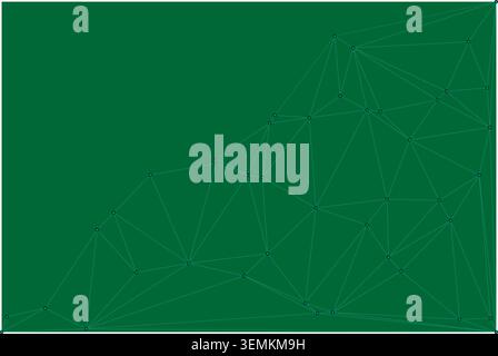 Abstract geometric background with a network of teal lines and dots. creates an intricate mesh on a deep green backdrop, modern technological design. Stock Vector