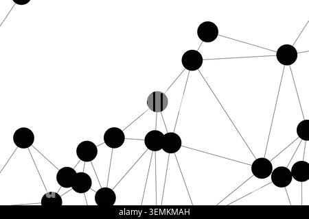 Simple elegant representation of a distributed network. Black dots and lines form a triangular mesh structure. Ideal for metaphors of connectivity and Stock Vector