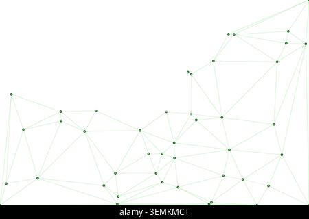 Abstract geometric background featuring a network of connected light green lines and dots. creates a delicate mesh on a clean white backdrop, minimali Stock Vector