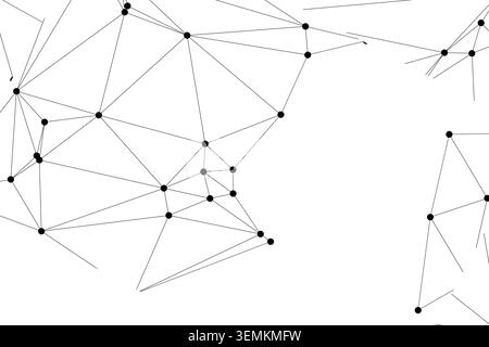 Network of dots connected by lines, abstract geometric design, digital network concept, interconnected nodes, digital art background. Stock Vector