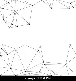 Minimalist digital illustration featuring polygonal wireframe structures. Complex grid of lines forming geometric triangles. Modern aesthetic for tech Stock Vector