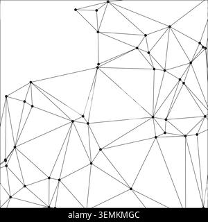 Minimalist digital connection design featuring connected nodes and lines. High contrast linear art perfect for technology and science themes. Polygona Stock Vector