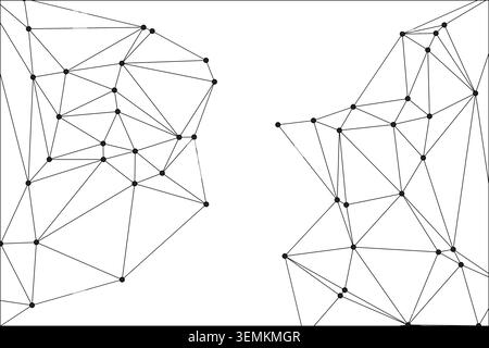 Abstract design, geometric networks, interconnected points, triangular shapes, modern minimalist art, digital illustration, conceptual graphic backgro Stock Vector