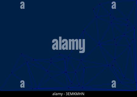 Digital blue polygonal mesh with nodes and connections on a dark blue backdrop, abstract network structure, technology concept. Stock Vector