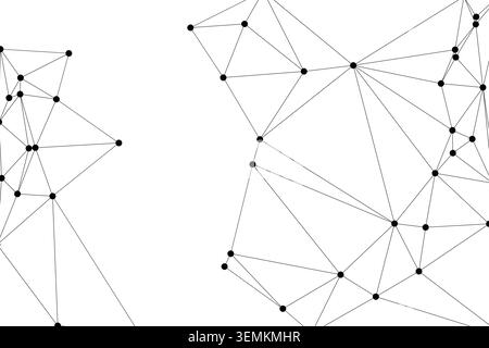 Sharp black nodes connected by straight lines creating abstract geometric forms. Symbolizes networks, connections, data, science, and minimalist desig Stock Vector