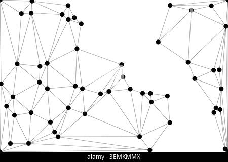 Abstract network design, geometric elements, interconnected points, digital communication, technology concept, data flow, modern background. Stock Vector