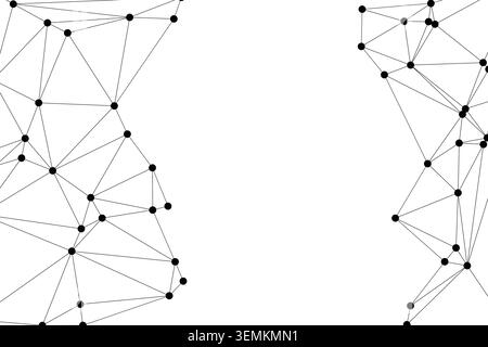 Abstract black and white background. Network of connected dots and lines. Creates a modern geometric pattern. Ideal for technology and science themes. Stock Vector