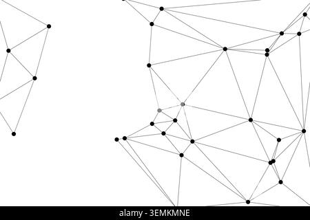 Network of dots connected by lines, abstract geometric design, digital network concept, interconnected nodes, digital art background. Stock Vector