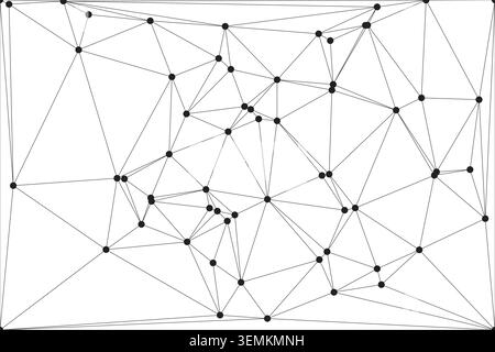 Complex geometric network structure, interconnected dots and lines, abstract digital art, technology background, data science concept, intricate patte Stock Vector