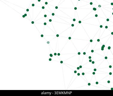 Futuristic abstract background with connected dots and lines. digital network connections represent global technology and science concepts. green elem Stock Vector