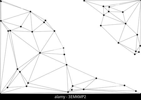 Abstract low poly design with interconnected points and edges, creating a dynamic triangulated pattern, modern digital art for web or graphic design u Stock Vector
