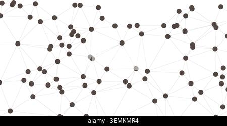 Detailed digital landscape showing numerous dark points linked by fine lines. Represents intricate systems, teamwork collaboration, scientific researc Stock Vector