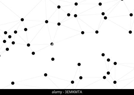 Clean technological background showcasing geometric patterns of black dots linked by fine light grey lines. Abstract representation of artificial inte Stock Vector