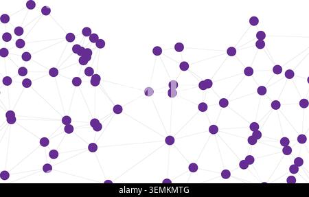 Artistic violet nodes linked together in a web-like pattern on plain white. Perfect for representing innovative solutions, digital transformation, bio Stock Vector
