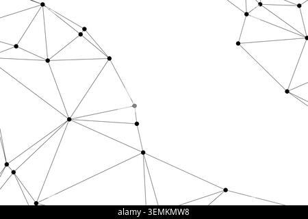 Clean abstract low poly design showing sparsely arranged interconnected points and edges, forming an elegant triangulated structure for digital presen Stock Vector
