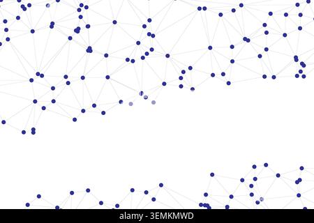 Blue dots and connecting lines create abstract digital network, geometric design, communication and technology concept, bright white background space. Stock Vector