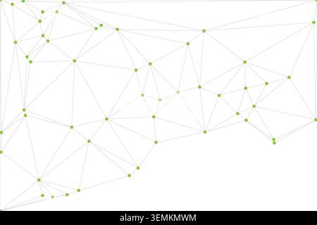 Energetic light green connectivity map with various node sizes and complex line intersections. Dynamic visual style for creative agency presentations Stock Vector
