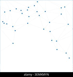 Minimal abstract design featuring a polygon net with interconnected blue points. Clean background for technology, science or data networks. Stock Vector