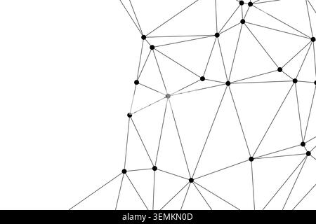 Black and white abstract composition of points and segments. Artistic representation of networking and data flow. Versatile layout for presentation sl Stock Vector