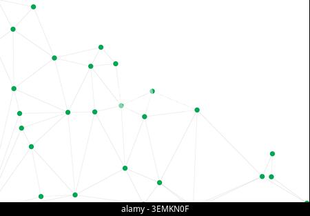 Abstract white background featuring green dots connected by lines, forming geometric network with modern, clean, and minimalist style, perfect for tec Stock Vector