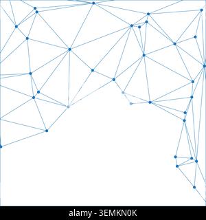 Dense blue triangular mesh and connected nodes create a structured abstract pattern. Geometric network background for technology or science concepts. Stock Vector