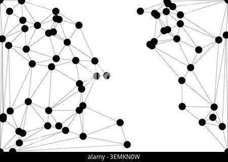 Abstract white background displaying a complex network of numerous black dots and connecting lines, representing digital connectivity and modern techn Stock Vector