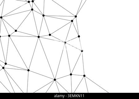 Minimalist geometric illustration featuring interconnected nodes and links. Clean vector pattern suitable for web design. Modern tech background showi Stock Vector
