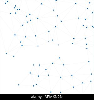 Abstract futuristic blue network connecting dots on white background graphic design. Digital technology, science, and engineering concept for modern d Stock Vector