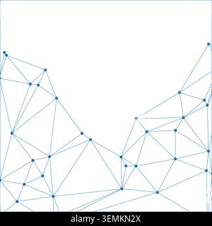 Abstract geometric blue lines and dots forming a network on a white background. Visualizes technological connection, data flow, and modern digital com Stock Vector