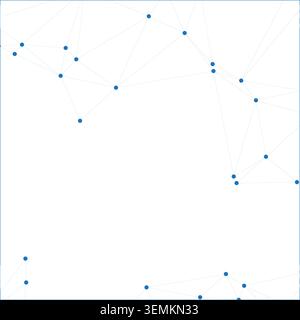 Sparse blue dots and lines create fragmented geometric shapes. Abstract digital network, light science or technology background, clean and modern. Stock Vector