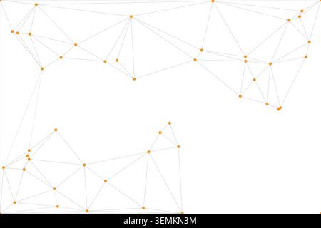 Dynamic digital network connections on a clean white backdrop, creating a modern and scientific design. geometric lines and points form abstract patte Stock Vector