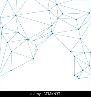 Abstract blue network pattern with connected dots on a white background. Ideal for digital communication, technology, and futuristic design projects e Stock Vector