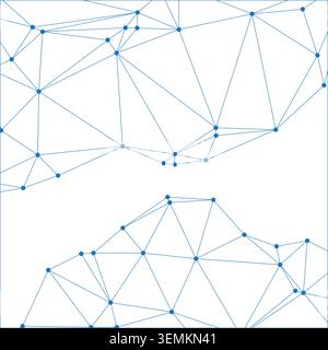 Abstract geometric pattern with blue connected dots and lines forming polygons. Digital network concept, clean modern background for technology or sci Stock Vector