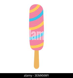 Fruit ice cream. Flat hand-drawn style. Dessert design. Vector illustration on a white background. Stock Vector