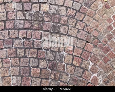 top view of old porphyry paving Stock Photo