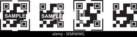 QR Code Icon. Sample Scan Illustration for Mobile Payment and Digital Marketing Design Stock Vector
